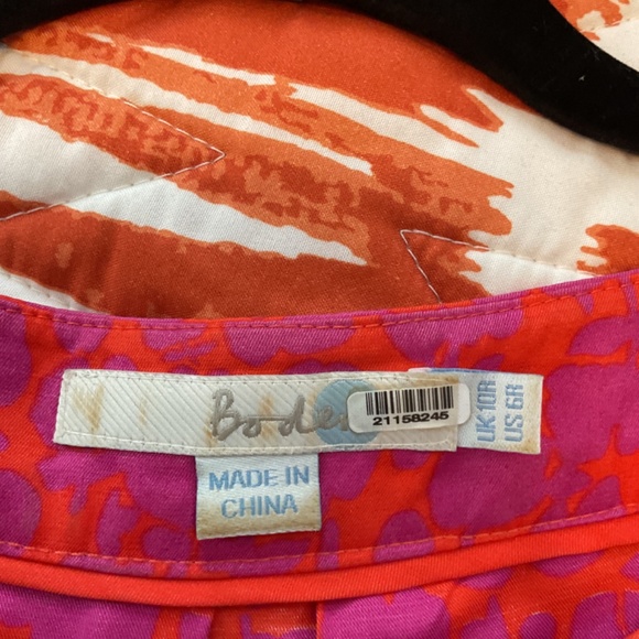 Boden Blouse Womens US 6R Orange Purple Silk Blend Pullover 3/4 Sleeve- 3496 - Picture 4 of 6